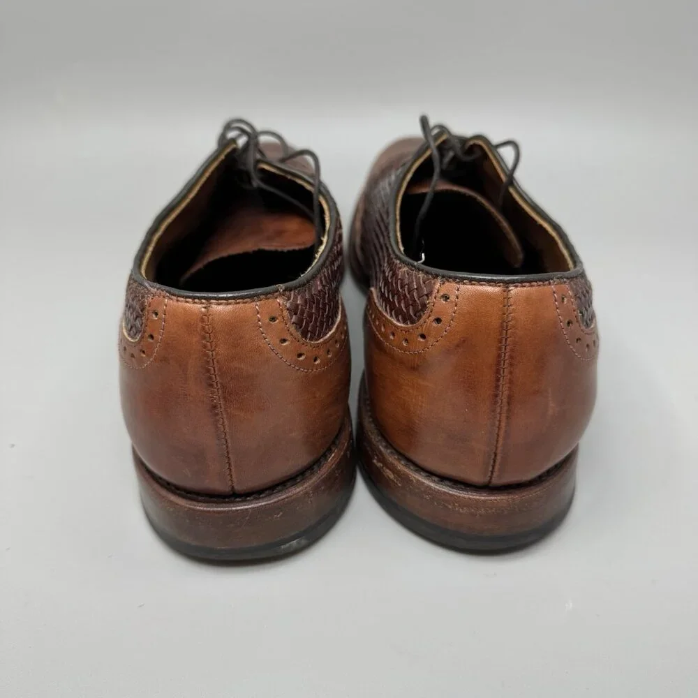 Allen Edmonds Hampstead Mens Wingtip Oxford Dress Shoes Brown Woven Leather 11.5